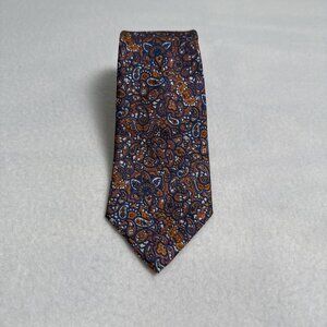 Christian Dior Men's Tie Vintage Orange Red Blue‎ 100% Silk USA 56" X 3.25"
